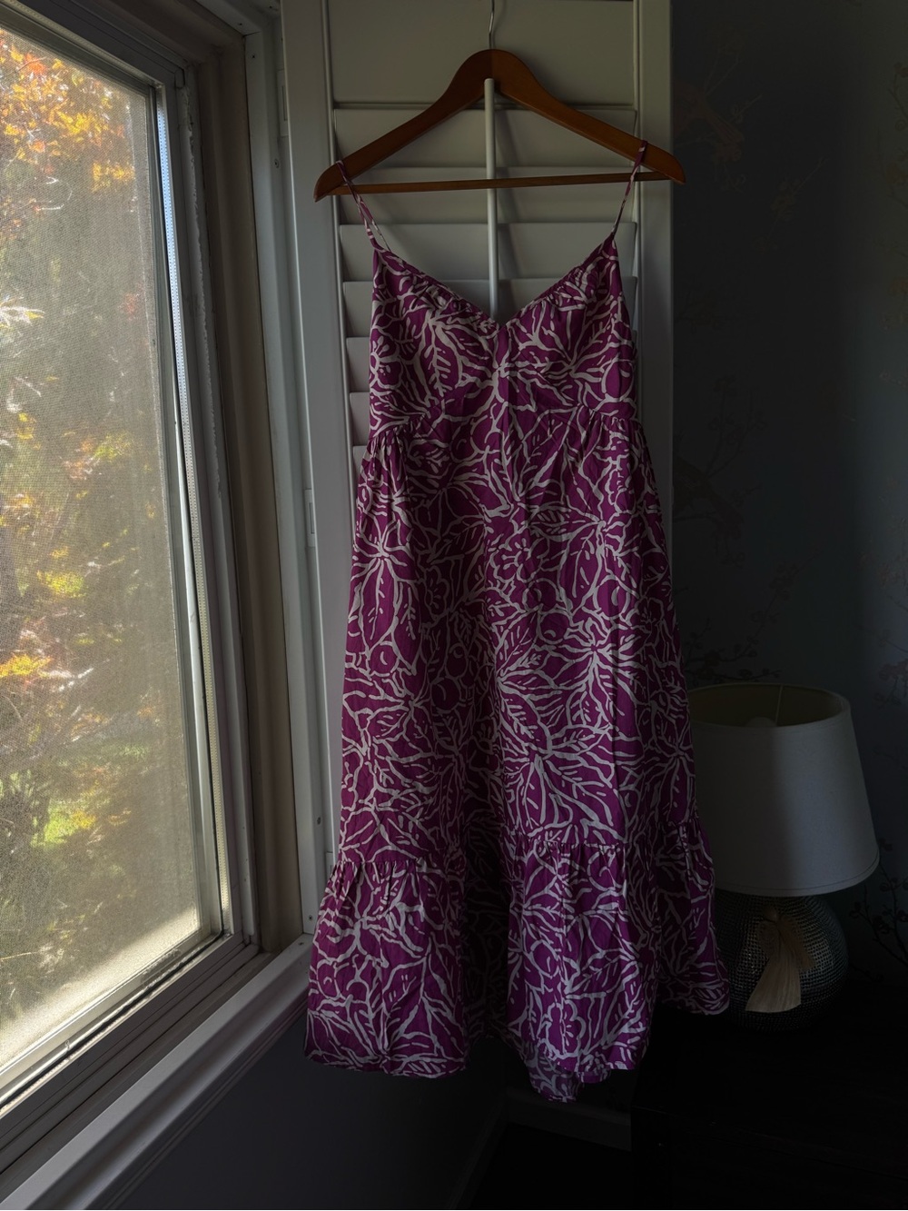 GAP Purple and Cream Floral Midi Slip Dress